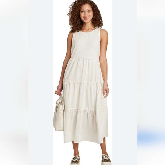 Cream Tiered Ruffled Sundress for Wedding‎ Guest - Picture 1 of 15